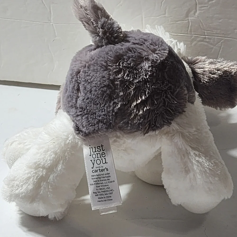 Just One You Carter's Gray & White Sheepdog Puppy Dog Plush Lovey 9